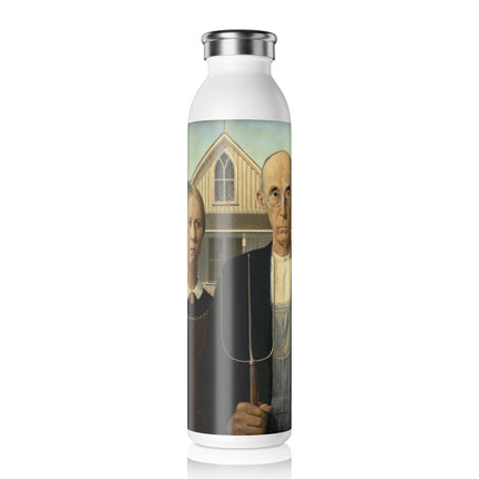 American Gothic by Grant Wood Slim Water Bottle