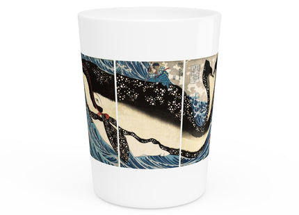 Miyamoto no Musashi Attacking the Giant Whale by Utagawa Kuniyoshi Ceramic Shot Glass