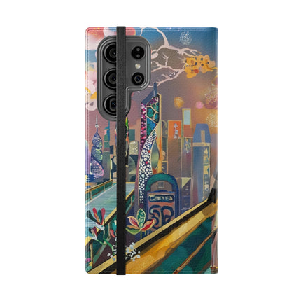 🤖🌆 Cyber Punk Robot Models Flip Case – Futuristic Fashion & Neon Elegance