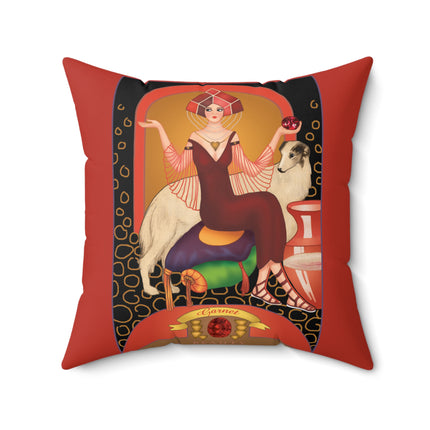 January & Garnet (from the Gem Series) by Sofia Chiostri Spun Polyester Square Pillow
