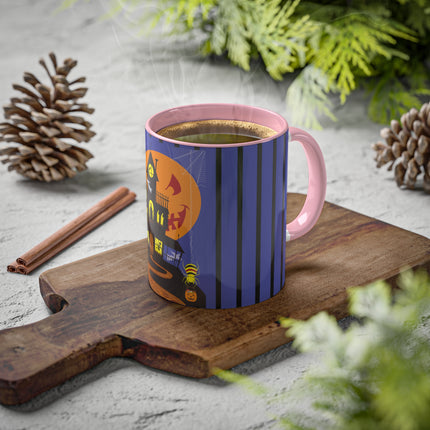 Halloween Night at the Haunted House Colorful Mugs, 11oz