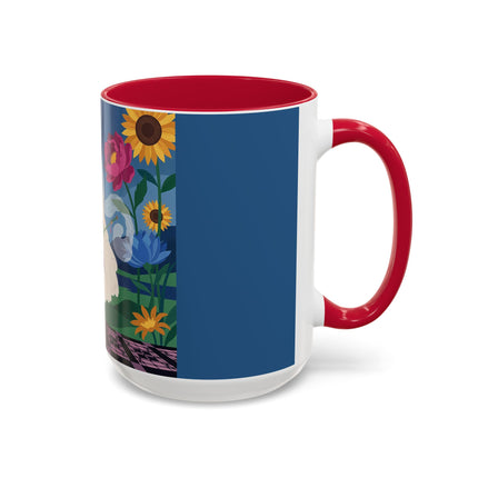The Lady Of The Golden Parasol Colorful Mugs – Art Deco Botanical Elegance