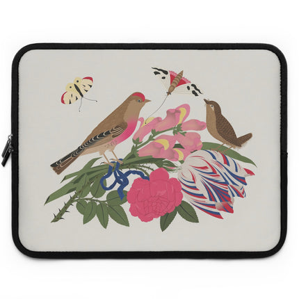 🐦🌸 Pink-Breasted Bird & Wren Laptop Sleeve – Elegant Joy & Springtime Charm
