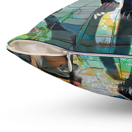 Cyber Panther's Hunt Spun Polyester Square Pillow