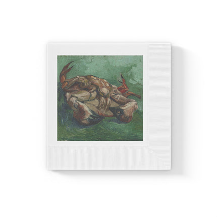Crab on its Back by Vincent Van Gogh White Coined Napkins