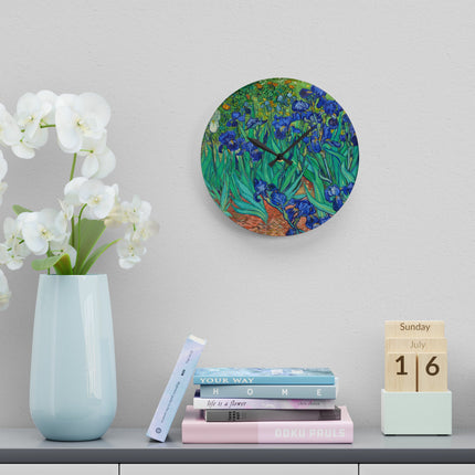 Irises by Vincent Van Gogh Acrylic Wall Clock, Round and Square