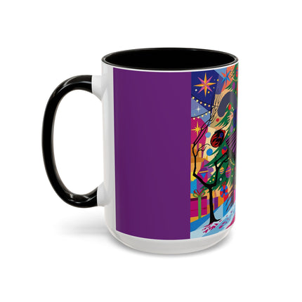 🎄✨ Christmas Among The Twinkling Trees Colorful Mug – Art Deco Holiday Fantasy
