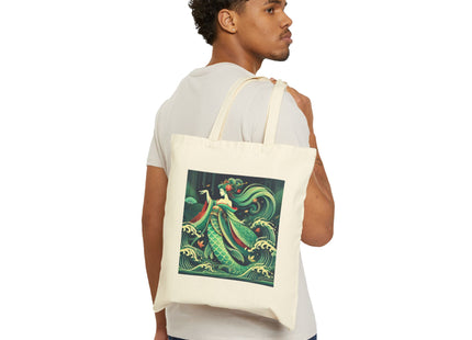 Mermaid Queen Rising from the Deep Cotton Canvas Tote Bag