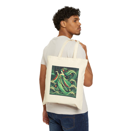 Mermaid Queen Rising from the Deep Cotton Canvas Tote Bag