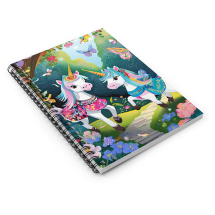 Baby Unicorns and Fluttering Butterflies Spiral Notebook - Ruled Line