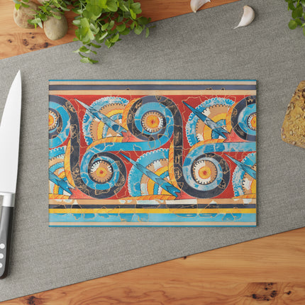 Reproduction of S-Spiral Frieze by Emile Gilliéron Glass Cutting Board