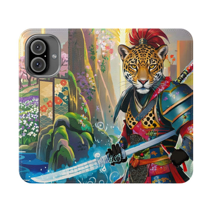 🐆⚔️ Circuit Samurai Jaguar Flip Case – Neon Power & Electric Honor