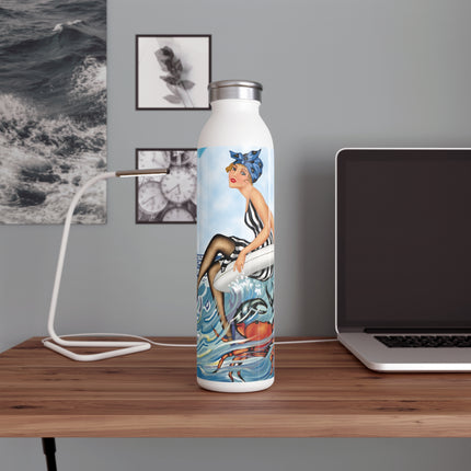 Playful Waves and Fashion Follies Slim Water Bottle