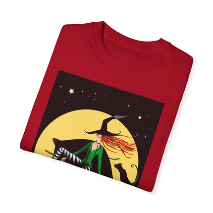 A Witch’s Moonlit Flight Unisex Garment-Dyed T-shirt