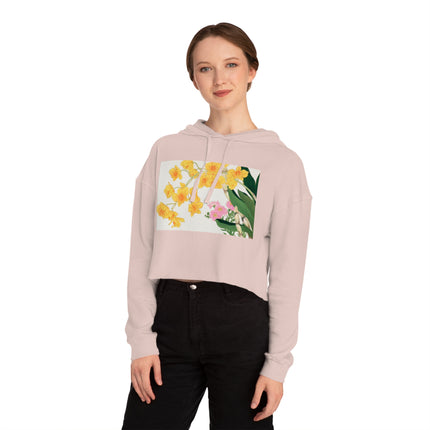Golden Bow Orchid by Tanigami Kônan Women’s Cropped Hooded Sweatshirt