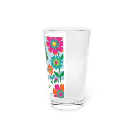 🎿🌸 The Winter Flower Adventurer Pint Glass – Colorful Ski Fantasy