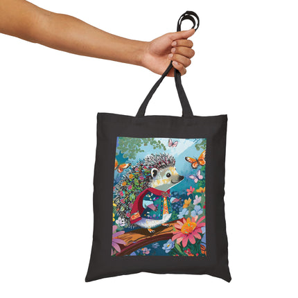 Cute Hedgehog Cotton Canvas Tote Bag