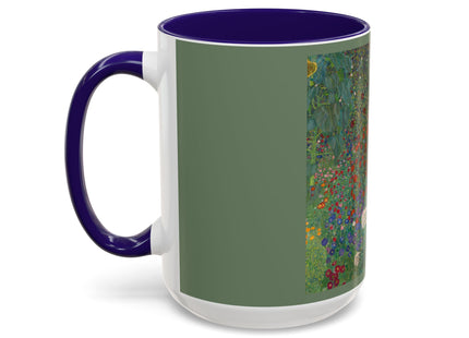 Farm Garden with Sunflowers by Gustav Klimt Colorful Mugs (11oz, 15oz)