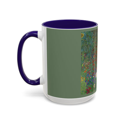 Farm Garden with Sunflowers by Gustav Klimt Colorful Mugs (11oz, 15oz)