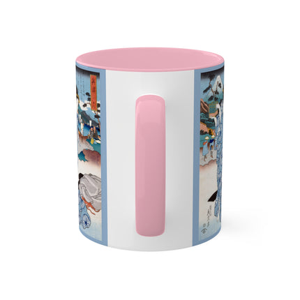 Japanese woman woodblock print by Keisai Eisen Colorful Mugs, 11oz