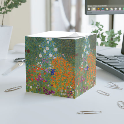 Cottage Garden by Gustav Klimt Note Cube