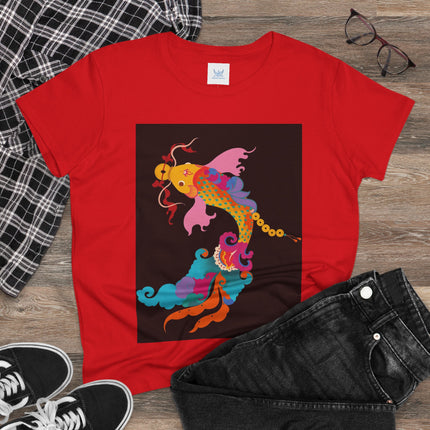 Golden Koi Women's Midweight Cotton Tee – Prosperity & Vibrant Energy