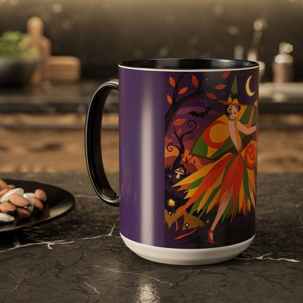 🎃🧙 The Witch Of Jack-O'-Lantern Hollow Colorful Mug – Whimsical Halloween Charm