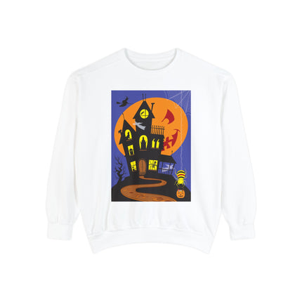 Halloween Night at the Haunted House Unisex Garment-Dyed Sweatshirt