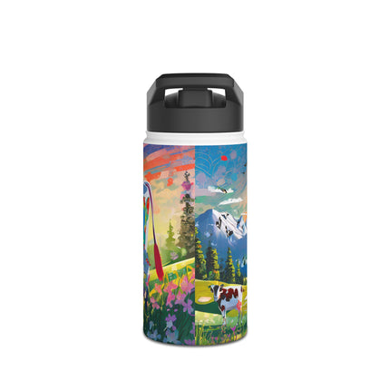 Cyber Glitch Cow Stainless Steel Water Bottle