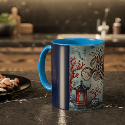 Lionfish & Lantern Colorful Mug – Mystical Ocean & Asian Harmony