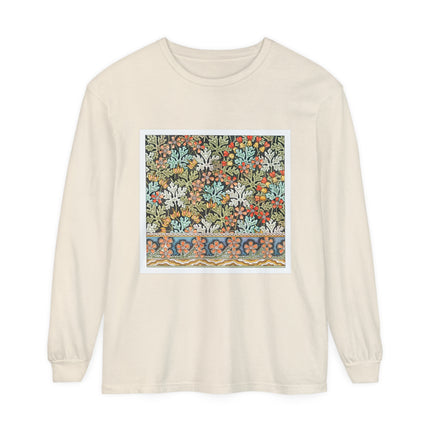 Art Nouveau Geranium Flower Garment-dyed Long Sleeve T-Shirt