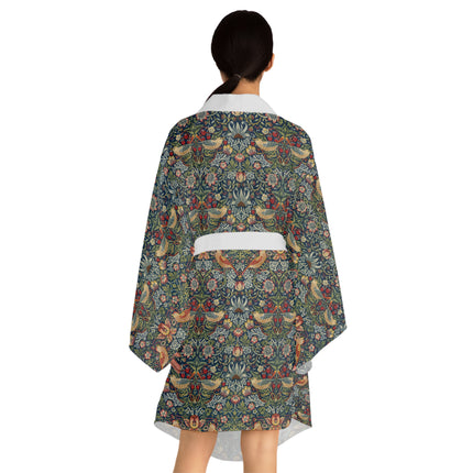 Strawberry Thief by William Morris Long Sleeve Kimono Robe (AOP)