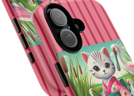 Geisha Kitten Strolls Among the Spoonbills Phone Cases
