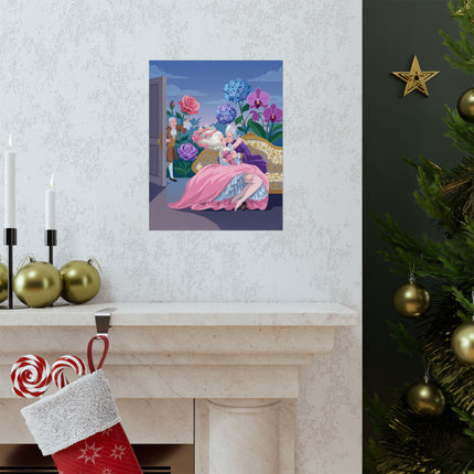 🌹💋 The Lady Of The Secret Rendezvous Matte Vertical Poster – Art Deco Romantic Whimsy