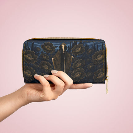 🖤🥀 The Midnight Golden Blossom Wallet – Art Deco Noir Elegance