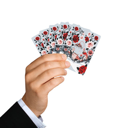 🌹🎭 The Lady Of The Enchanted Rose Garden Playing Cards – Art Deco Floral Fantasy