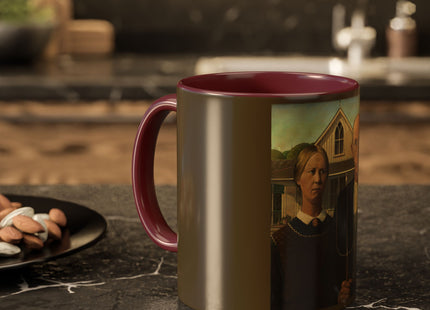 American Gothic by Grant Wood Colorful Mugs (11oz, 15oz)
