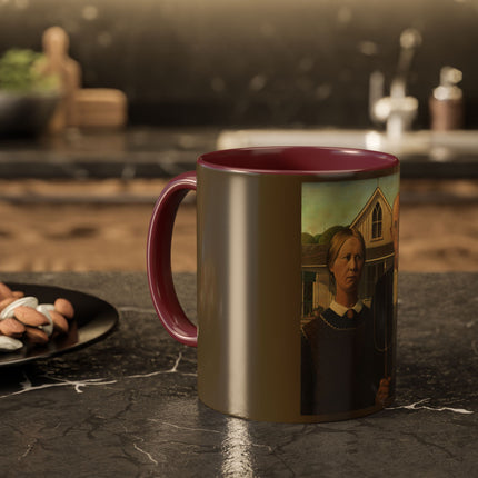 American Gothic by Grant Wood Colorful Mugs (11oz, 15oz)