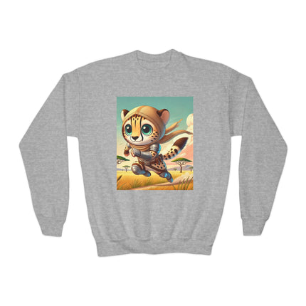 Swift Cheetah Youth Crewneck Sweatshirt – Speed, Energy & Adventure