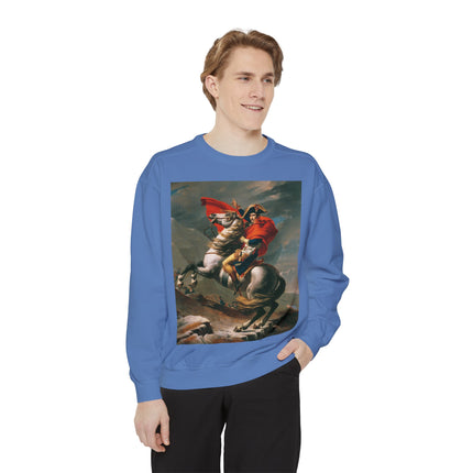Napoleon Crossing the Alps by Jacques-Louis David Unisex Garment-Dyed Sweatshirt