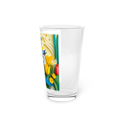 Blue Jays in a Spring Garden Glass, 16oz