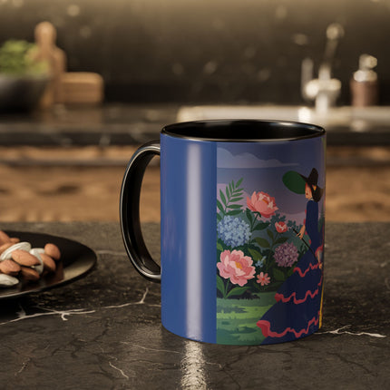 The Lady Of The Garden Stroll Colorful Mugs – Art Deco Botanical Elegance