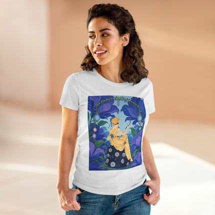 🪞🌺 The Enchanted Garden Mirror Cotton Tee – Art Deco Fashion Whimsy