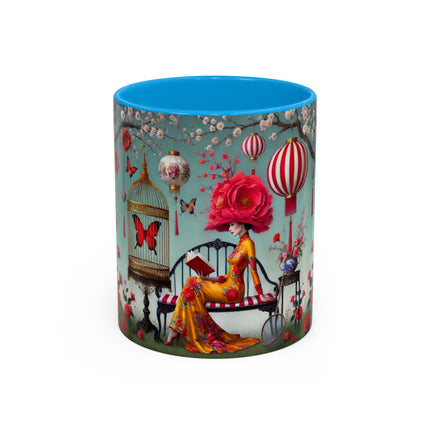 Reading in a Painted Garden Colorful Mugs (11oz, 15oz)