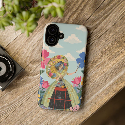 🌸🪞 The Floral Parasol Reflection Phone Case – Art Deco Garden Fantasy