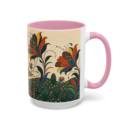 🌺🦋 The Enchanted Floral Voyage Colorful Mug – Art Deco Botanical Whimsy