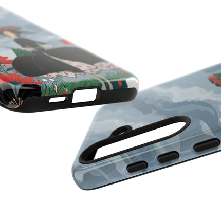 🌧️🌺 The Stormy Flower Walk Phone Case – Art Deco Floral Fashion