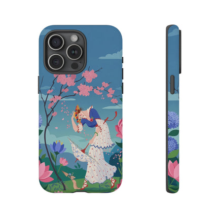 🌸☂️ The Lady Of The Falling Blossoms Phone Case – Art Deco Garden Whimsy