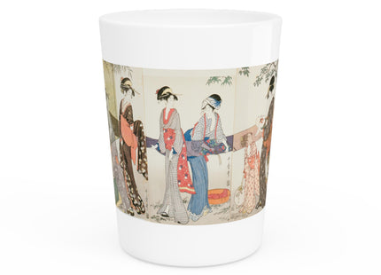 Drying and Stretching Cloth by Kitagawa Utamaro Ceramic Shot Glass