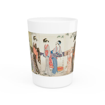 Drying and Stretching Cloth by Kitagawa Utamaro Ceramic Shot Glass